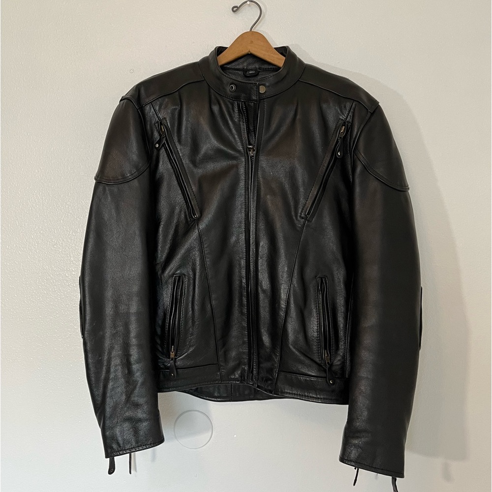 Xelement B7201 Men's 'Speedster' Black Motorcycle Jacket size Large